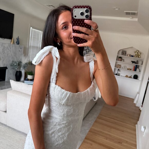 Cupid Tied Shoulder Embellished Midi Dress White - Picture 2 of 3